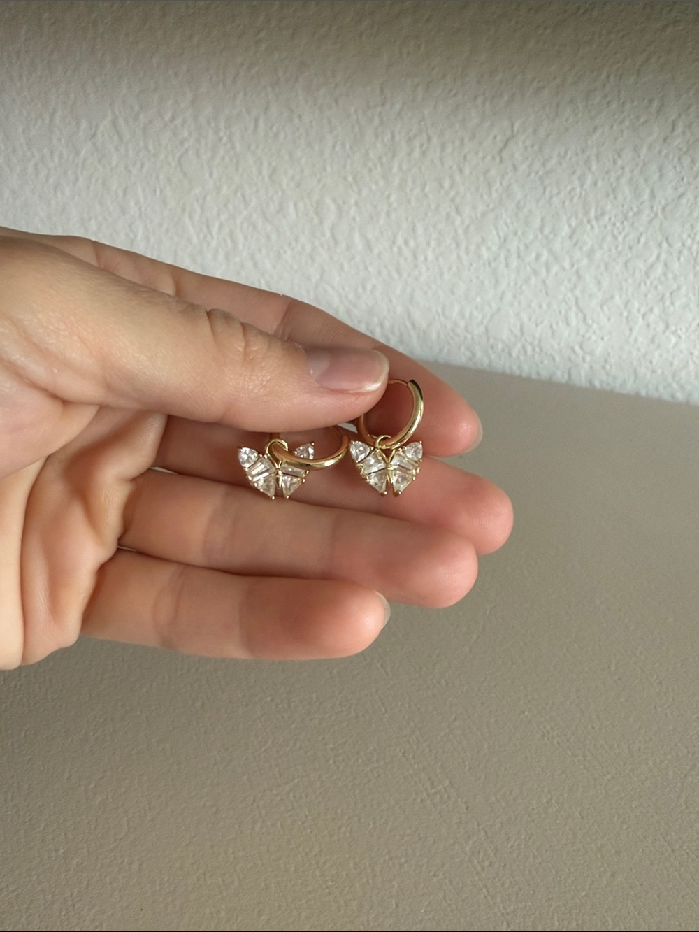 Kendra Scott Gold Butterfly Hoop Earrings with Clear Stones